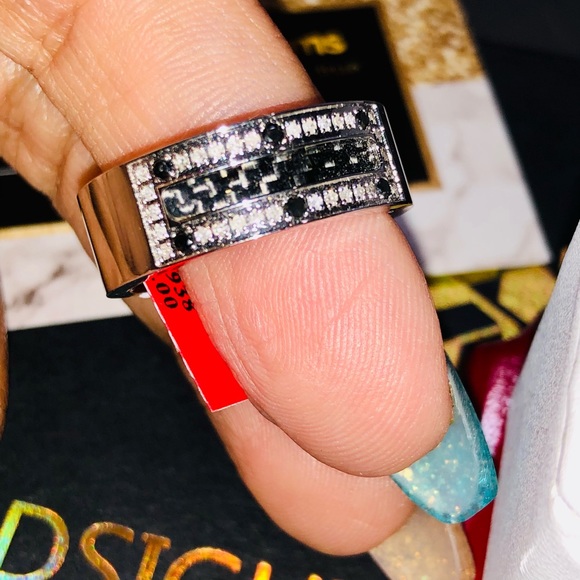 Real diamond men ring wedding band stylish custom made ring not CZ best gift - Picture 3 of 7